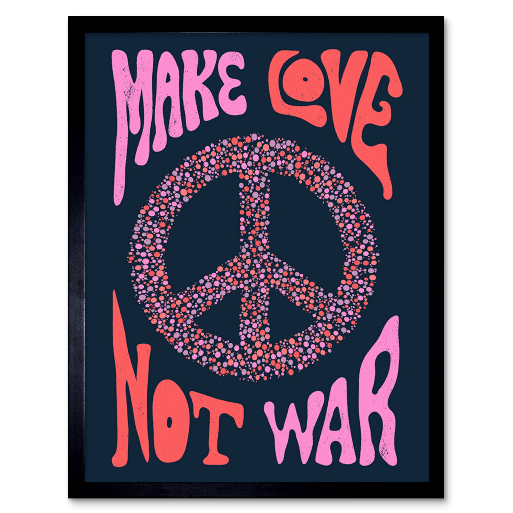 Amazon｜Make Love Not War Peace Art Print Framed Poster Wall Decor