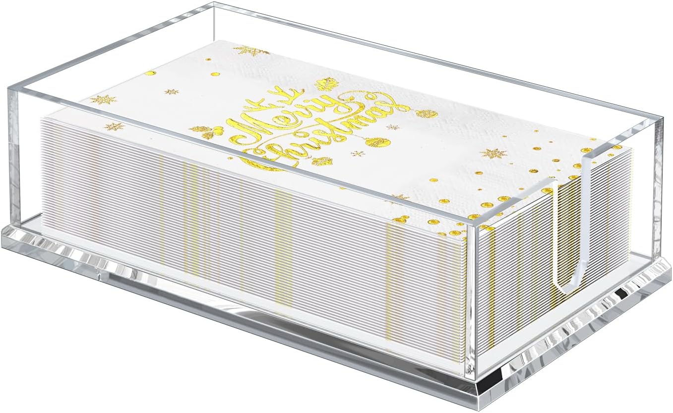 Transparent Acrylic Napkin Holder Clear Guest Paper Disposable Hand Towel Dispenser Tray Organizer For Table Home Kitchen Restaurant and Hotel Business