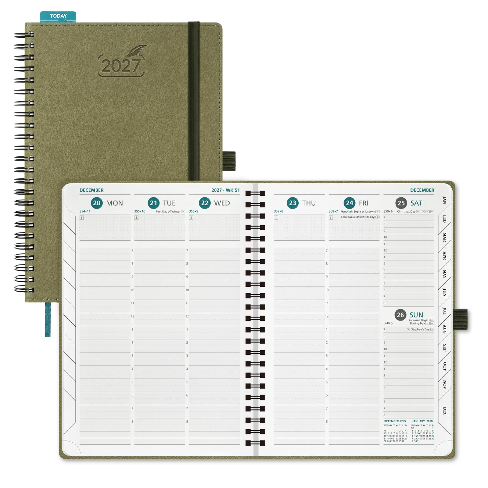 BEZEND 2027 Diary A5 Week to View with Vertical Timeslots Spiral Softcover — image 1