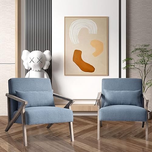 Miniatura 3 de INZOY Sillas decorativas modernas de mediados de siglo para sala de estar sillón cómodo de terciopelo con respaldo alto silla ergonómica para