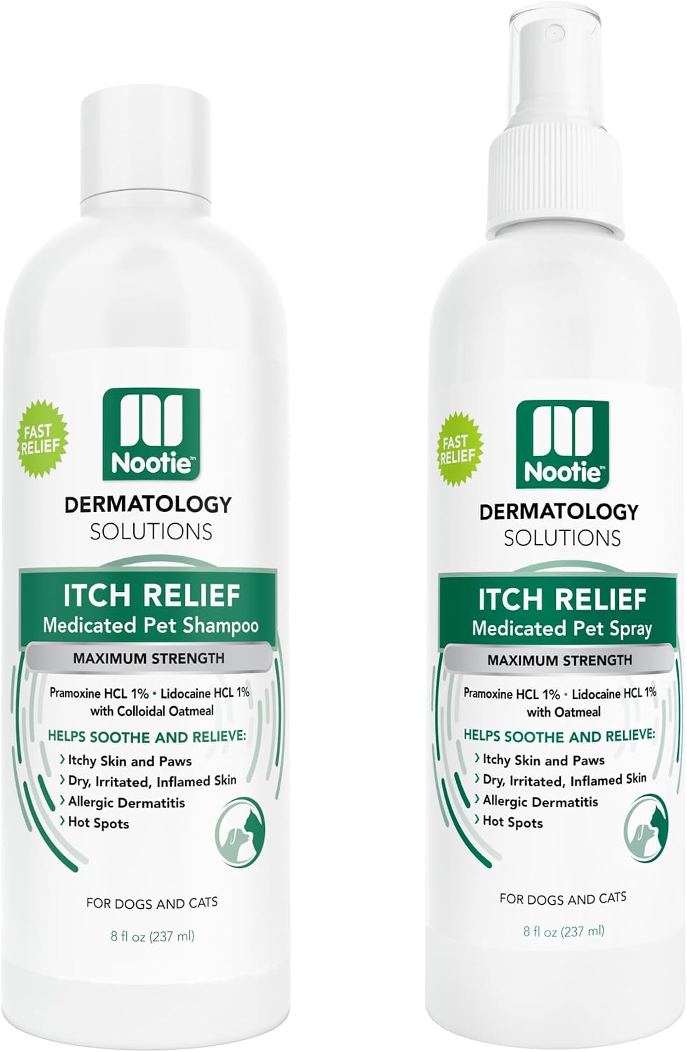 Nootie Itch Relief 8oz Shampoo and 8oz Anti Itch Spray Bundle