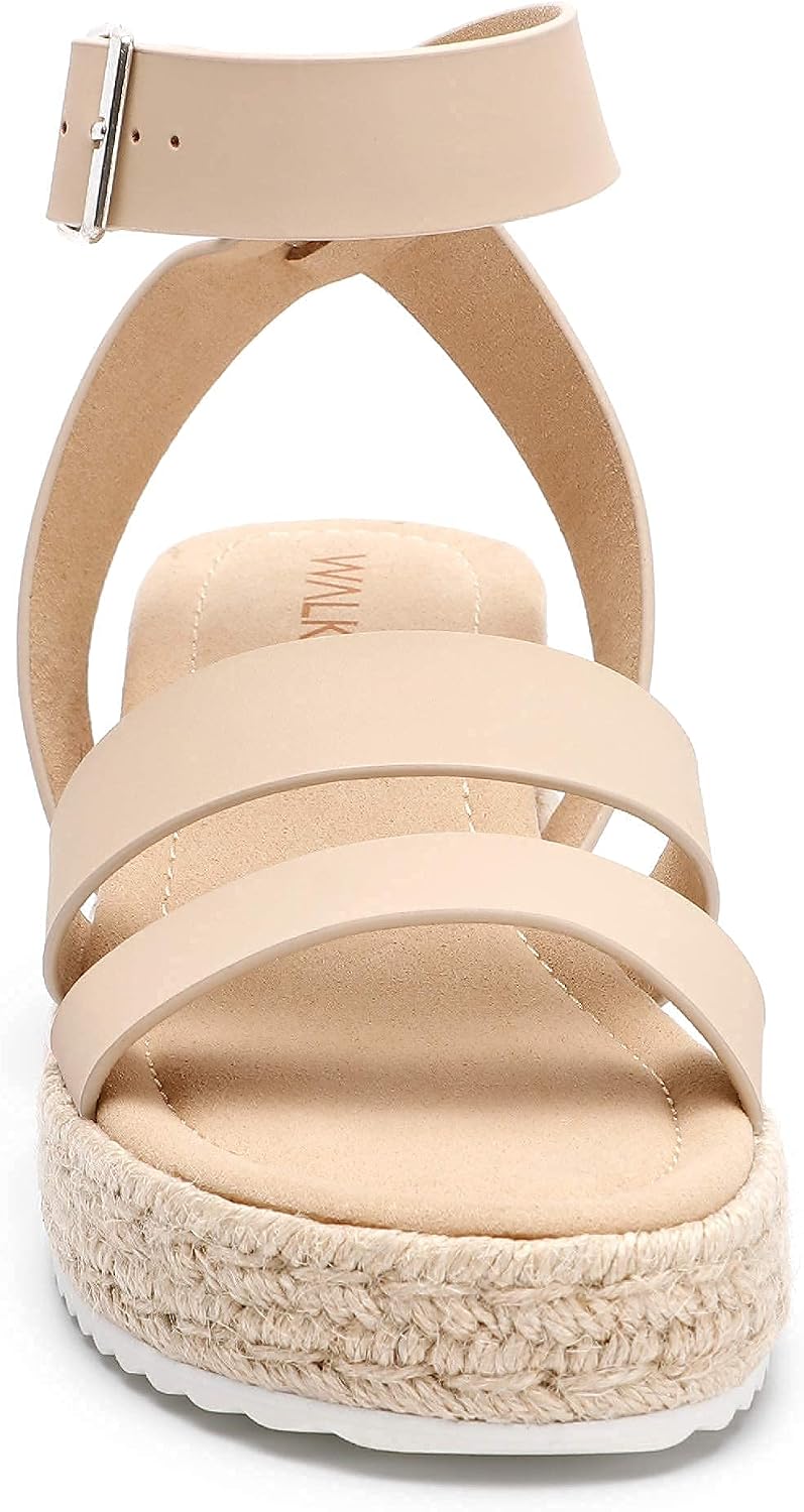 WALK PRO Women's Platform Sandals with Open Toe Adjustable Ankle Handmade Strappy Shoes