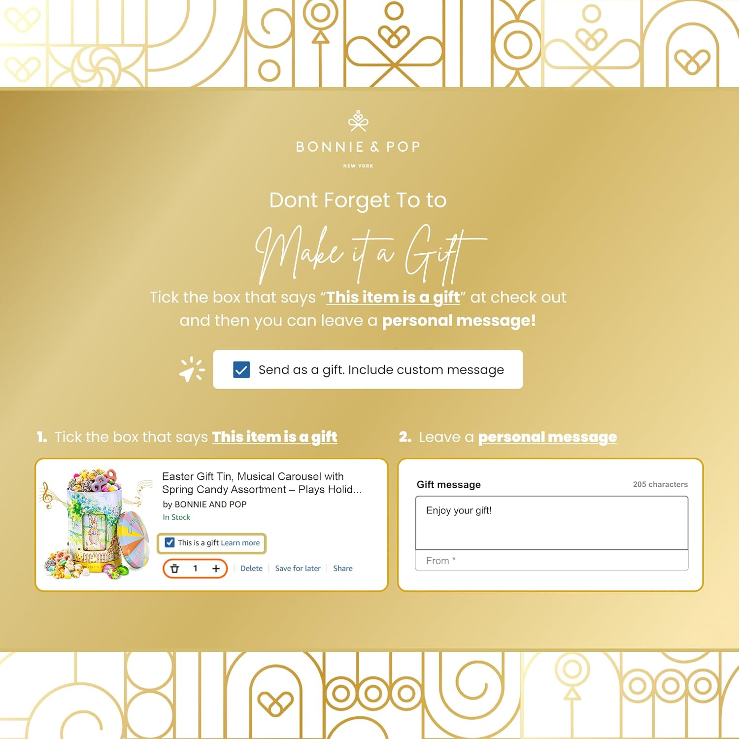 Easter Gift Tin, Musical Carousel with Spring Candy Assortment – Plays Holiday Music, Chocolate Eggs, Yogurt Pretzels & Popcorn, Holiday Box Present for Kids, Adults, Parties- Bonnie and Pop