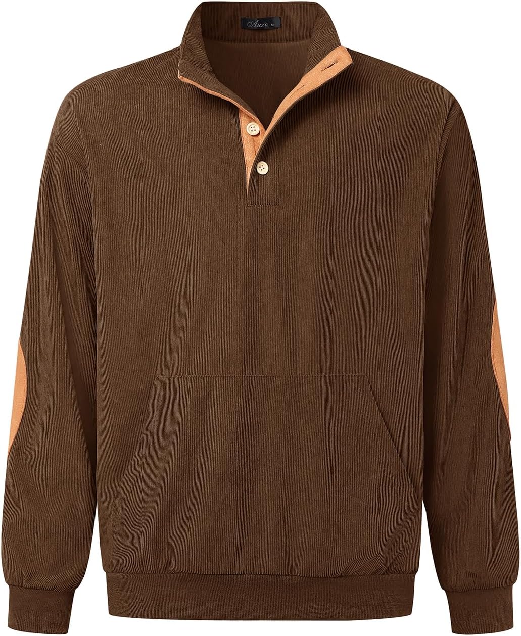 Auxo Mens Hoodies Pullover Corduroy Drawstring Long Sleeve Casual Lightweight Hooded Sweatshirt with Kanga Pocket