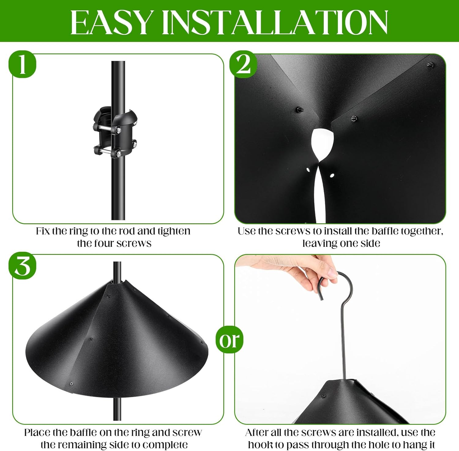 6 Sets 16 Inch Wide Squirrel Baffle for Bird Feeder Pole, Outside Pole Mount Stopper & Bird House Guard for Outdoor Shepherd's Hook Birds Feeder Squirrel Proof for Garden or Park