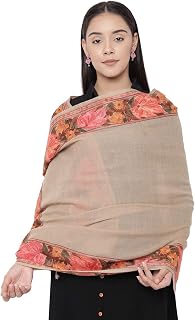 Pashmoda- 100% Pure Wool Stole with Embroidered Chinar Leaf Border, Luxury Pure Australian Merino Wool Stoles, Scarves, Sh... Price In India