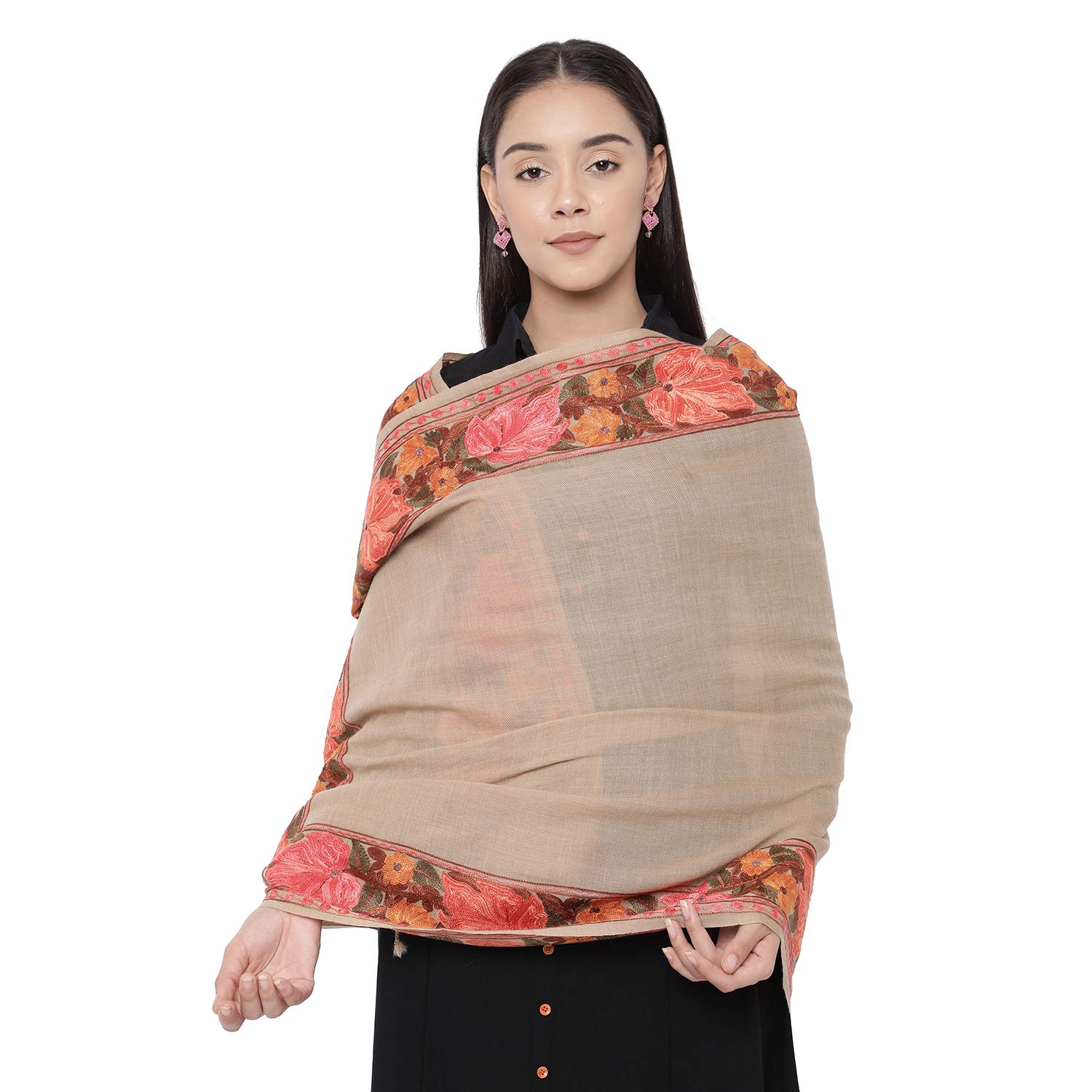 Pashmoda- 100% Pure Wool Stole with Embroidered Chinar Leaf Border, Luxury Pure Australian Merino Wool Stoles, Scarves, Sh... - Review, Price and Buying Guide
