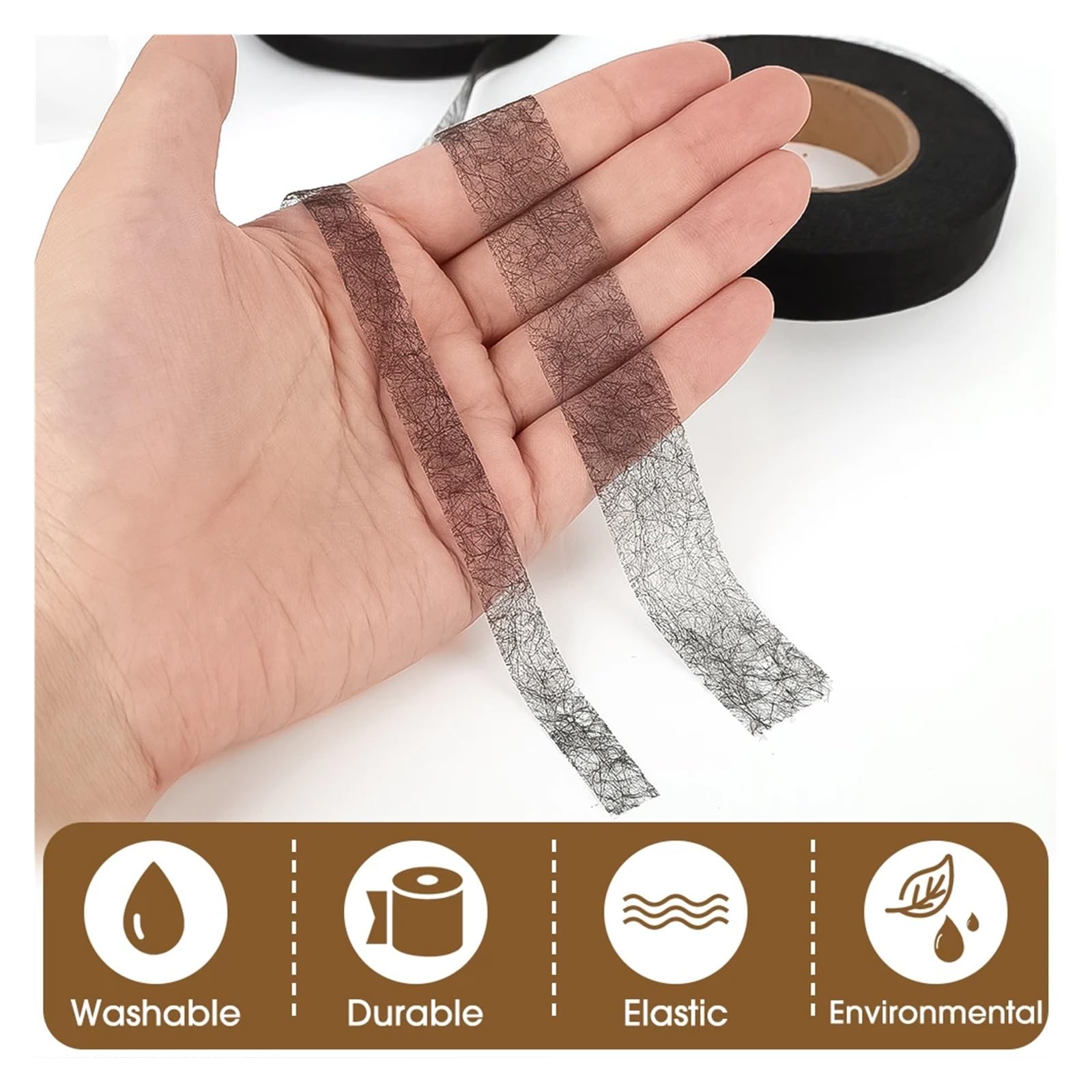 Klebeband zum Säumen, 60 m doppelseitige Hosen Rand kürzen Paste Vlies Einlage Klebstoff Stoff Tuch Eisen auf DIY Nähen Zubehör Säumen Band(White,1.5CM Width)