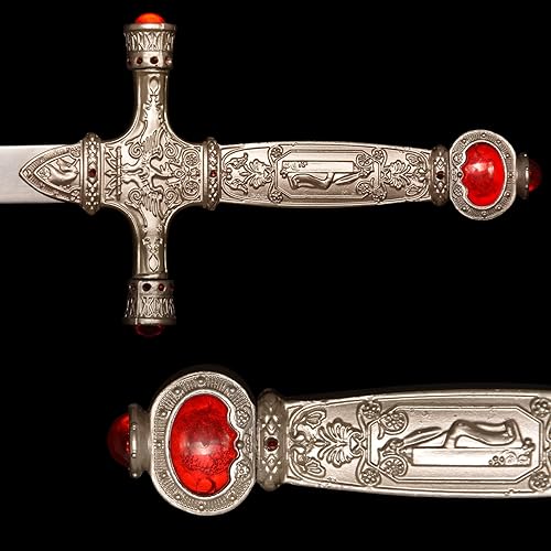 Miniatura 7 de COSWOR Espada Goblins de acero inoxidable de 31.5 pulgadas con mango de rubí blanco para regalo, cosplay, colección