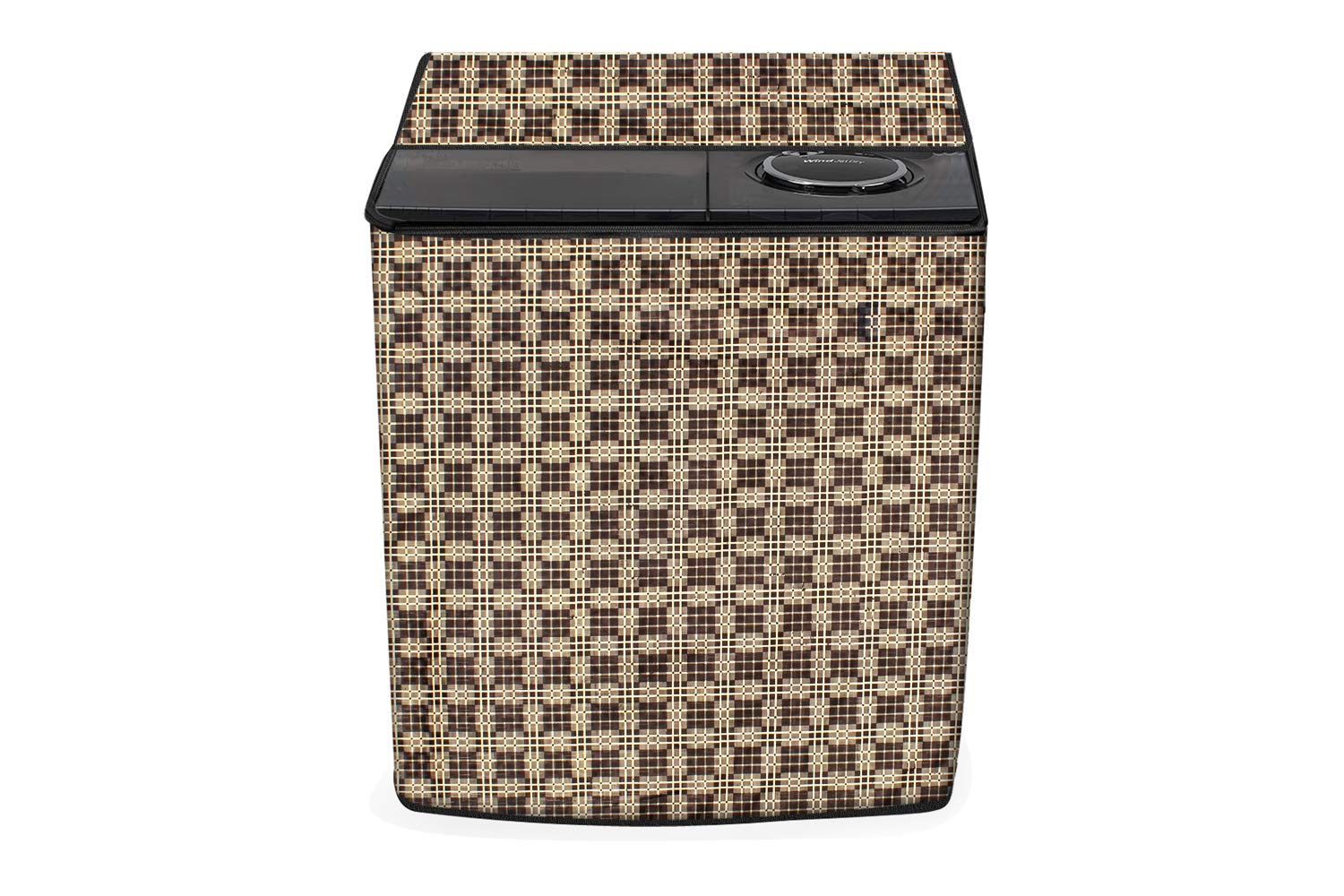 Stylista Washing Machine Cover Compatible for LG 10 kg 5 Star semi Automatic Top Loading P1045SGAZ Checkered Brown-picture-29