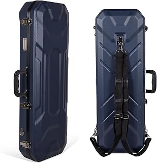 Crossrock Estuche para violín 4/4, Carcasa rígida de ABS con Compartimento Interior, Correas Desmontables, Color Azul (CRA860VFBL)