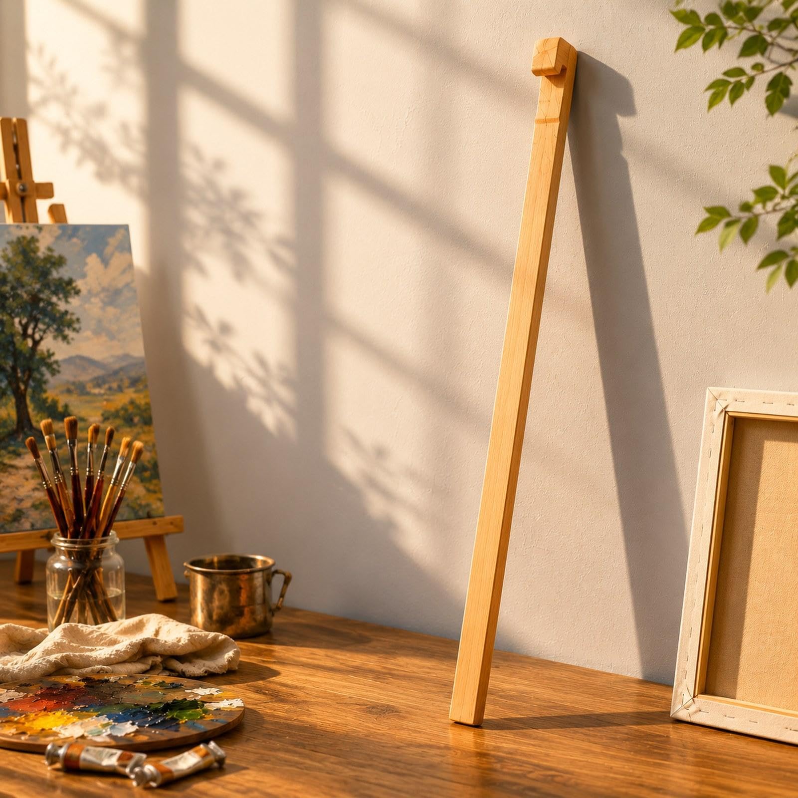 Soporte de Mano de Madera para Pintor, Varilla de Apoyo para Dibujo con Construcción de Madera Confiable Y Gancho Innovador, Adecuado para Pintura Al