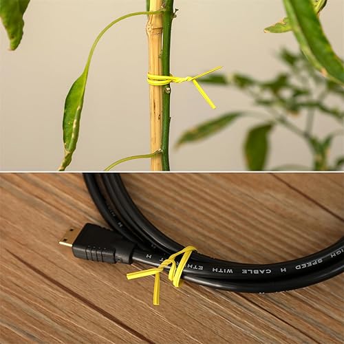 Miniatura 5 de Tangyinrd 300 lazos de plástico amarillo de 5 pulgadas, bridas para cables, para bolsos, herramientas de jardinería