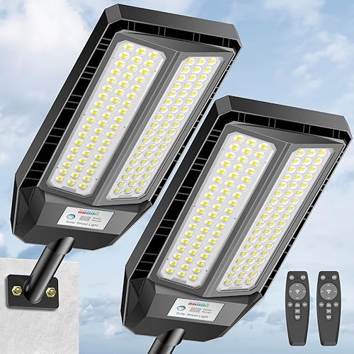 Luces solares de 5000 W para exteriores, luces solares LED de 7000 K para exteriores con sensor de movimiento y control remoto, IP66 impermeable,