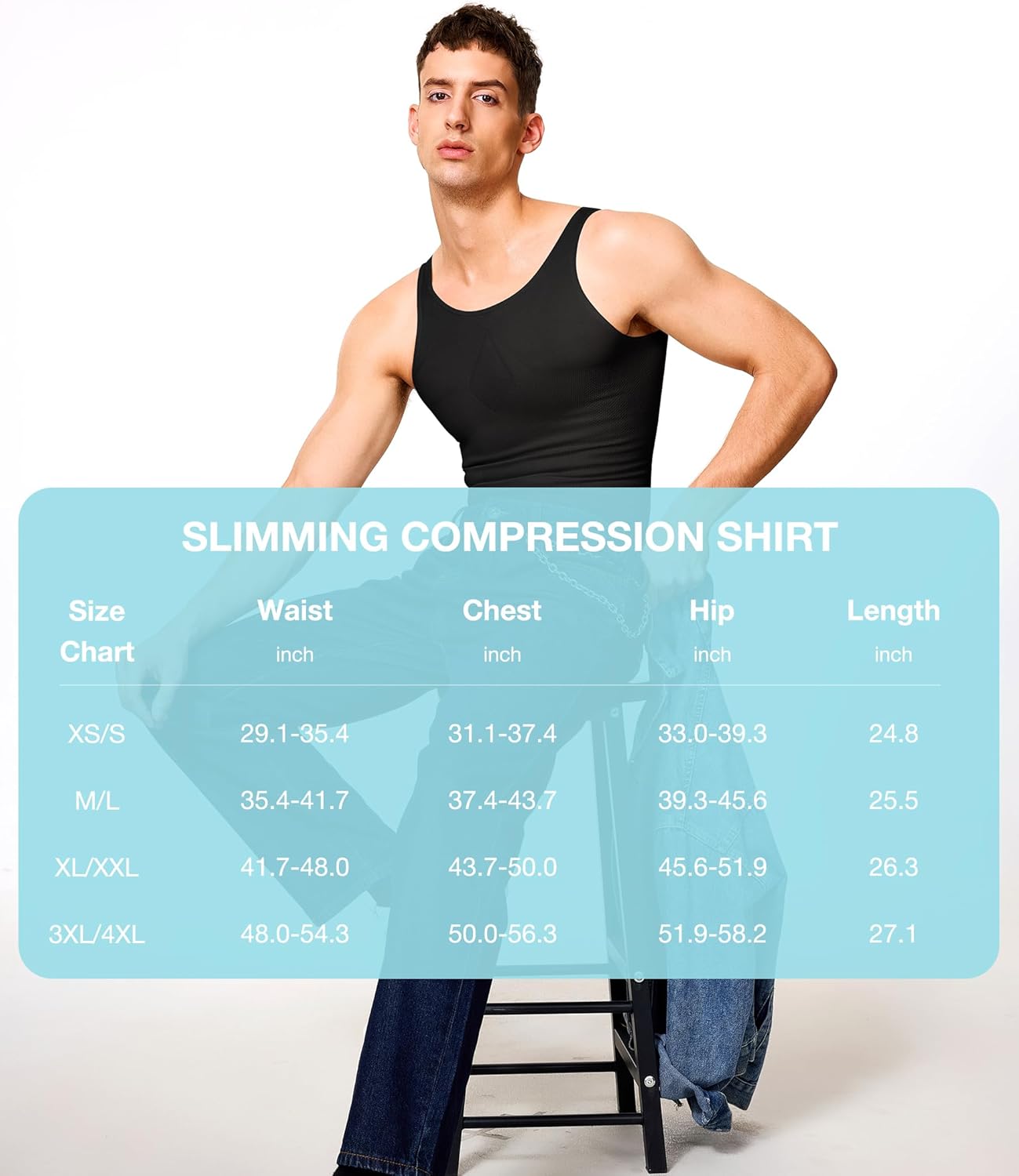 Eleady Gynecomastia Compression Shirt Men Vest Mens Shaper Tank Top Slimming Undershirt Sleeveless Round Neck - Image 7