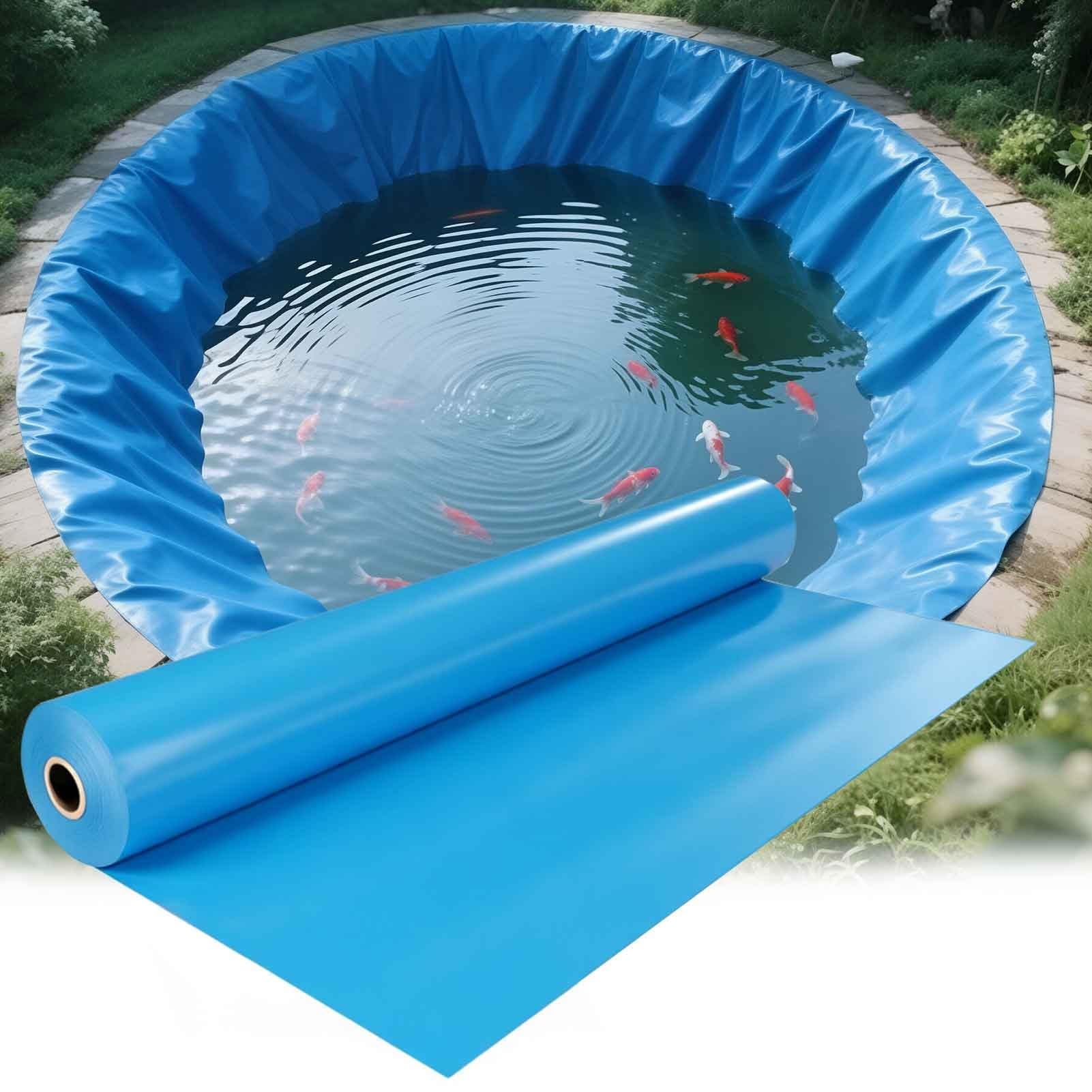 DMCHENGMA Fish Safe HDPE Pond Liner 6 Mil Thick - Puncture Resistant UV Stable & Flexible Blue Waterproof Film for Koi Ponds & Water Features(6x6m(19.7x19.7ft))