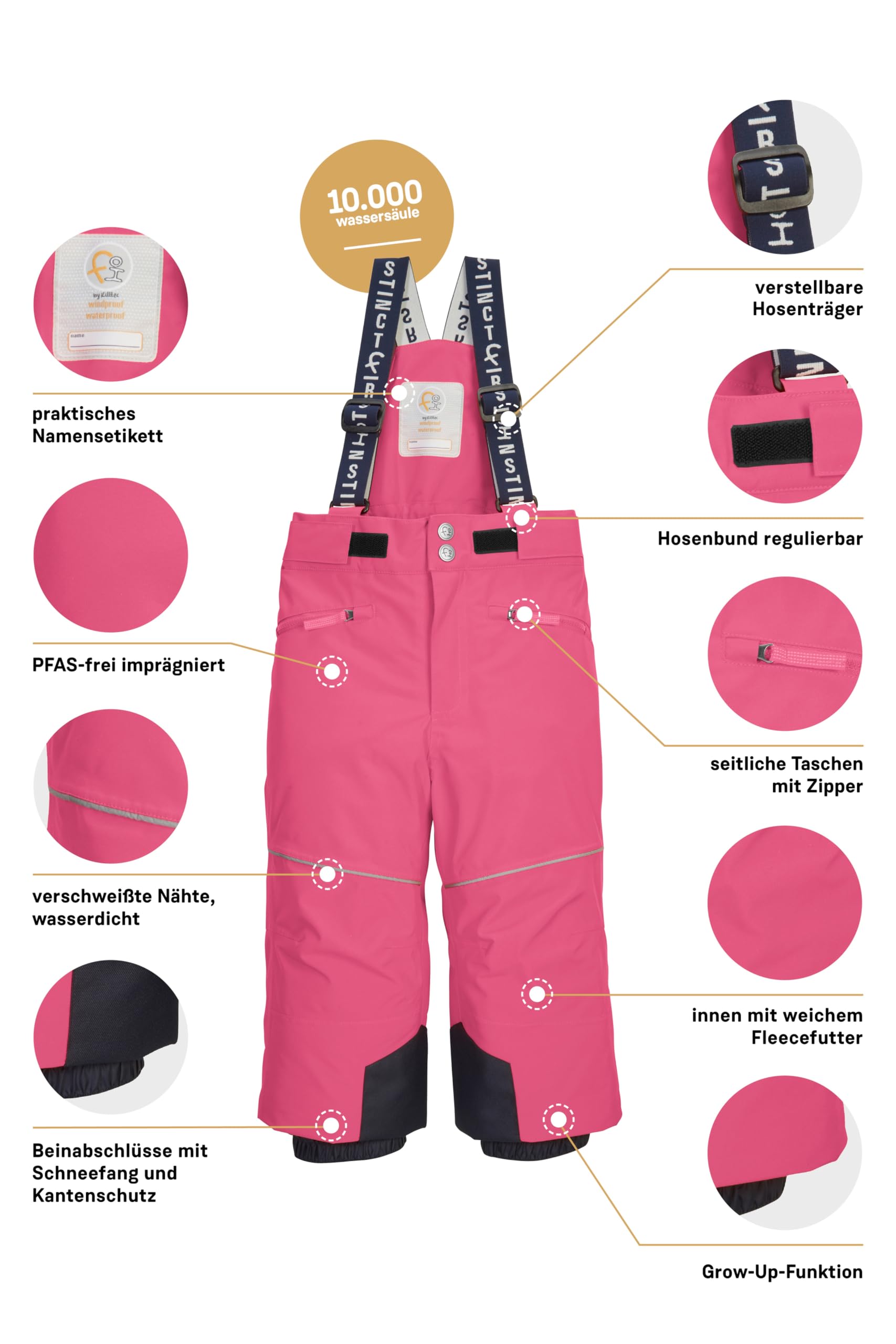 First Instinct by killtec Unisex Baby Skihose/Funktionshose mit Trägern und Schneefang Fisw 48 MNS Ski Pnts