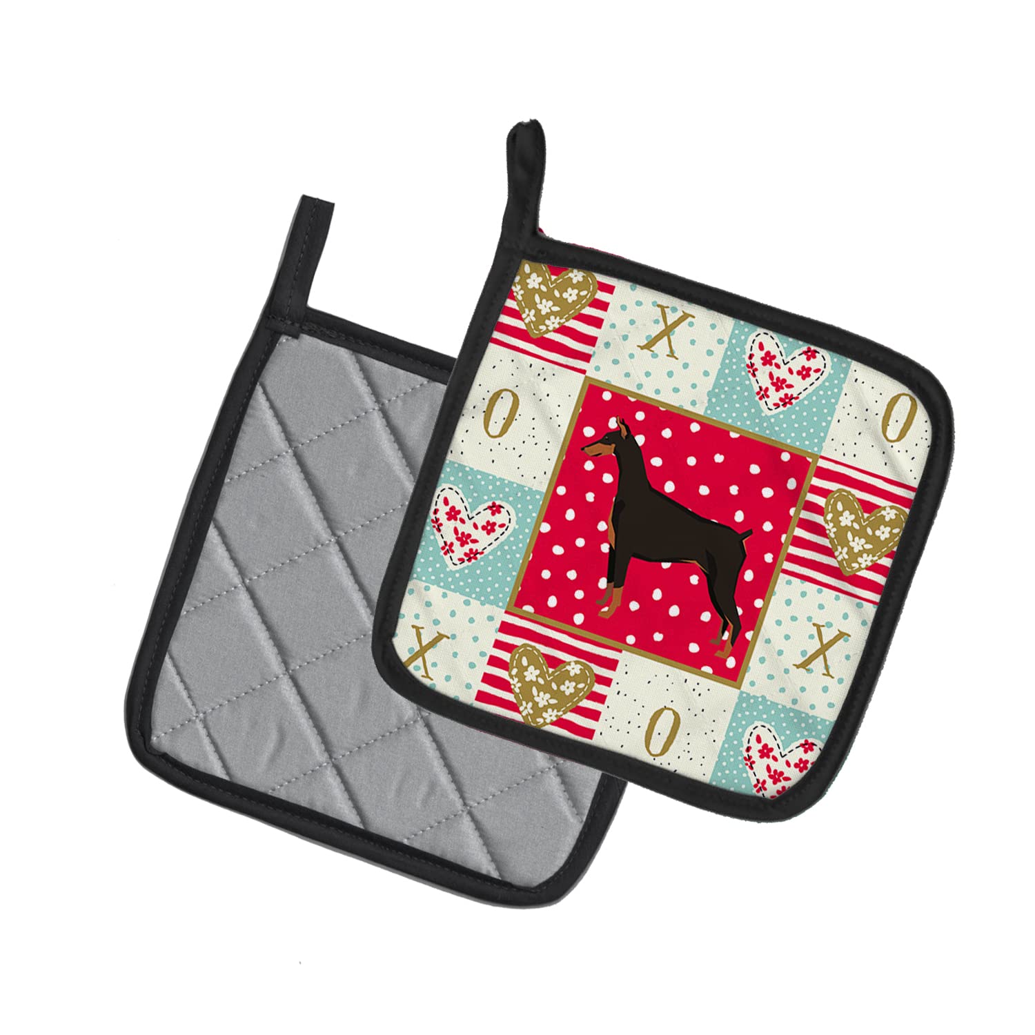 Caroline's Treasures CK5925PTHD Dobermann Pinscher Love Topflappen, 7,5HX7,5W, Mehrfarbig