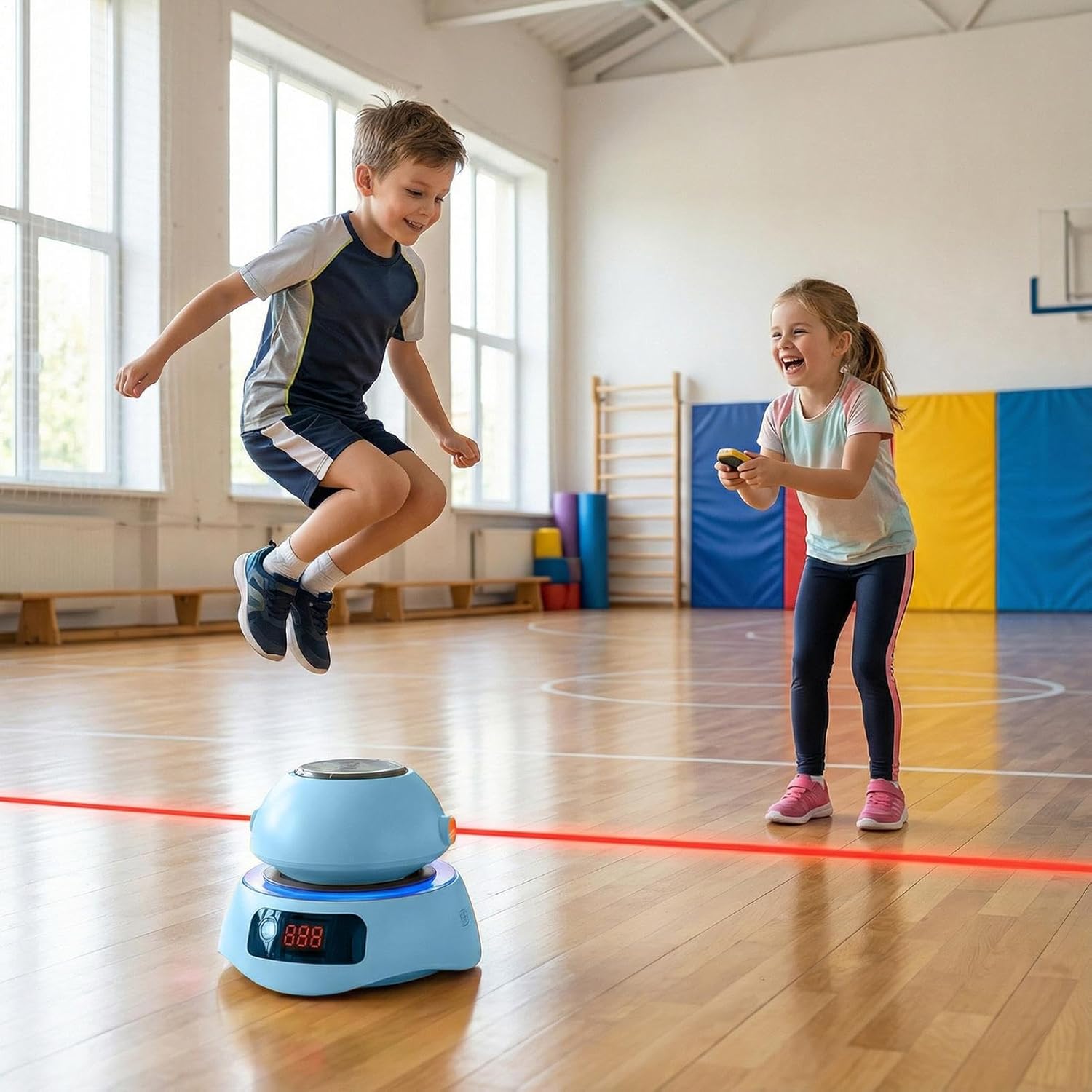 子供用縄跳びマシン - 1-10段階速度調整 ワイヤレス音楽 ジャンプ器具 | リモートコントロール付き縄跳びマシン | 子供 大人