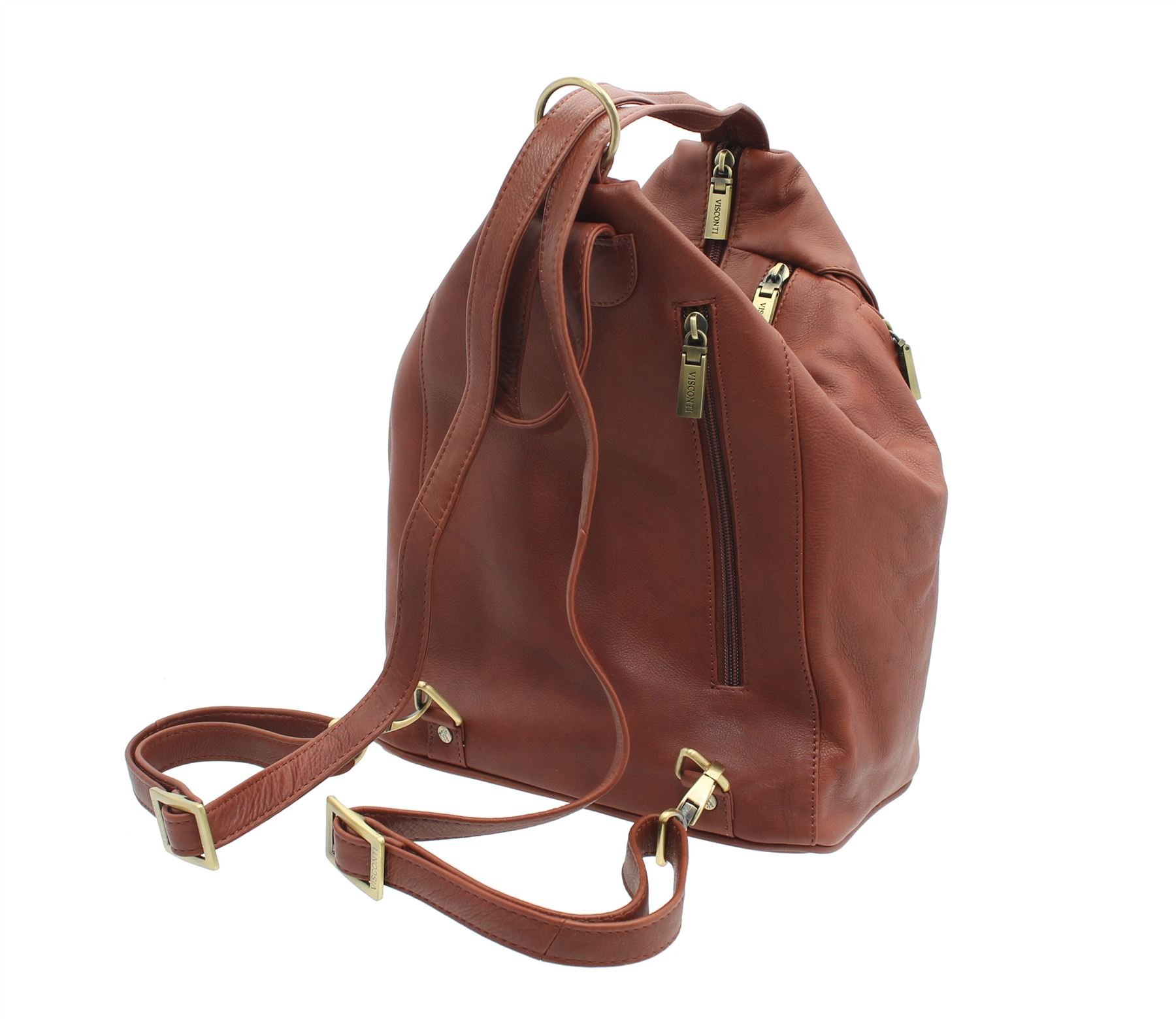 VISCONTI - Bolso Mochila de Mujer - Piel Auténtica - Multibolsillos - Pequeña - Correas Ajustables - Danii 18357