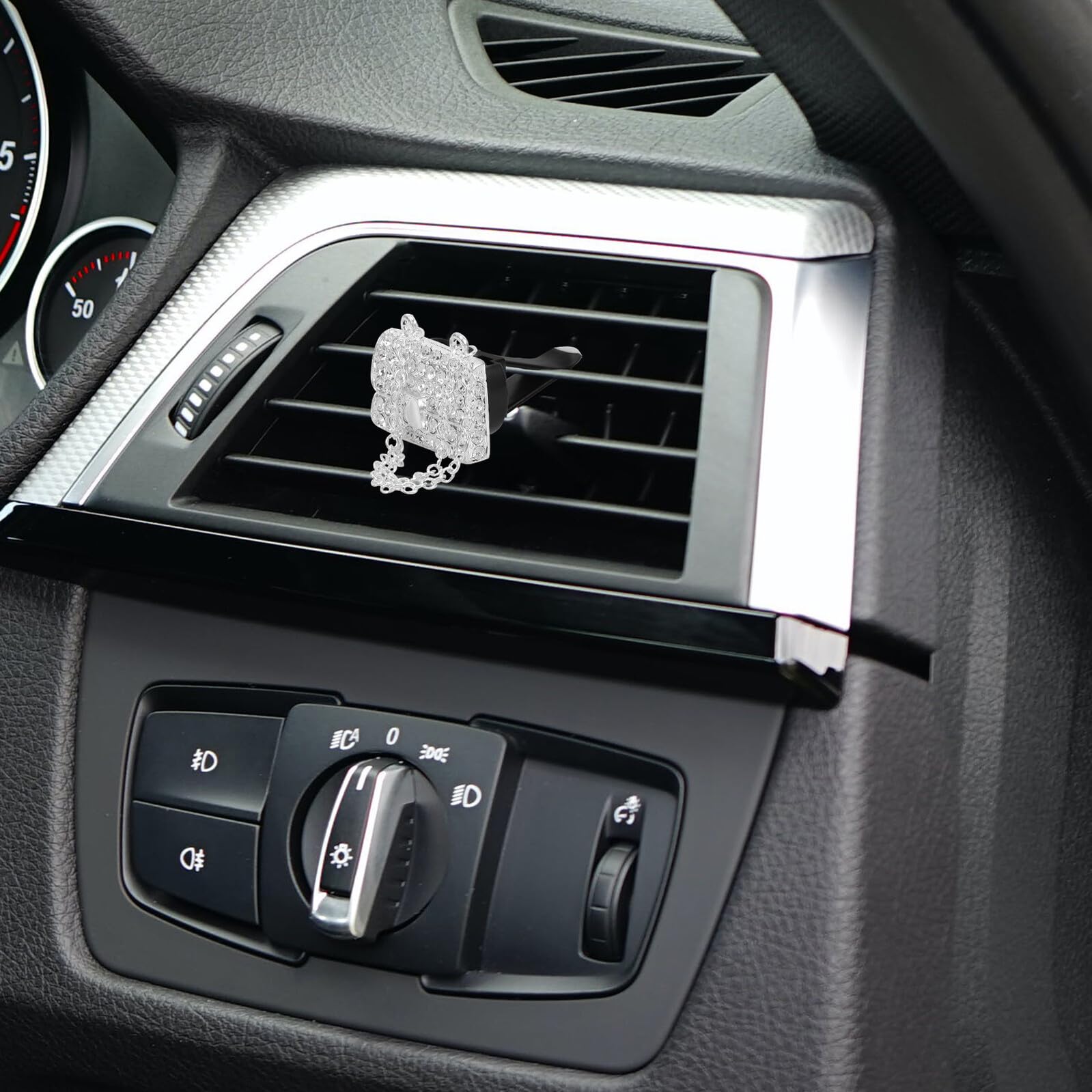 Clip Profumo Auto a Tacchi Alto Strass, 2 Pezzi Argento