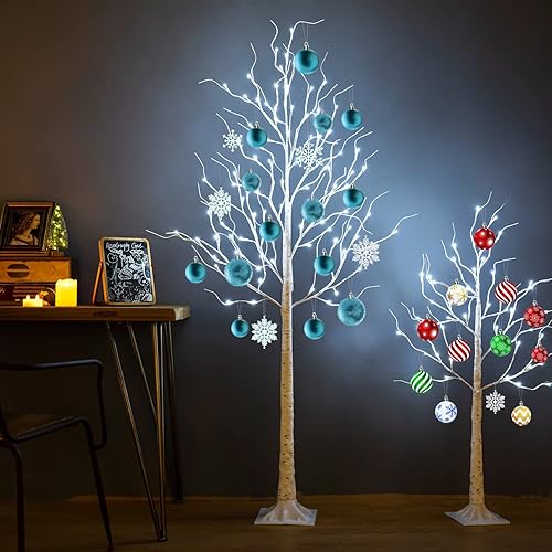 Miniatura 9 de Árbol de abedul iluminado, 48 luces LED de abedul para interiores y exteriores, luz de árbol de ramita artificial de 9 modos, temporizador para