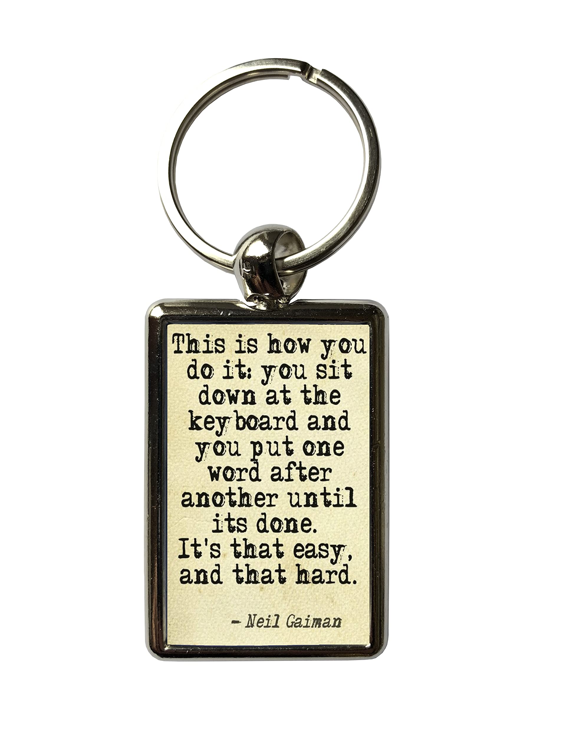 Super Universe Unisex Silver Neil Gaiman Writing Quote Multicolour Metal Keyring 3 X 4.5 Cm