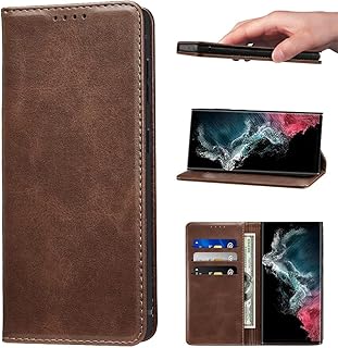 جراب قابل للطي من جلد البولي يوريثين بقفل مغناطيسي وحامل بطاقات مضاد للصدمات المو3ايز اسود بني داكن