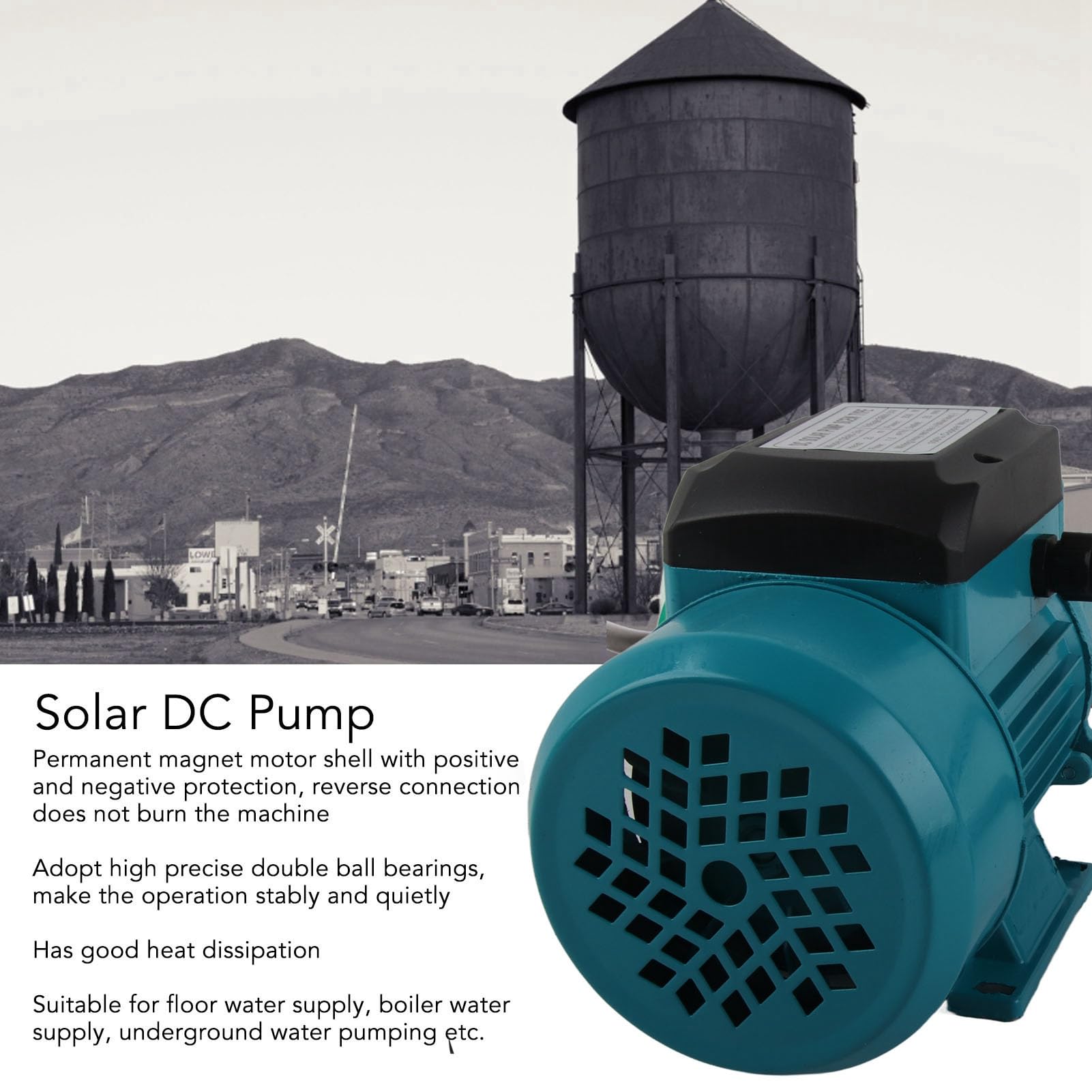 Pompa dell'acqua solare portatile testa alta grande flusso IP44 Pompa per acqua di fontana per l'irrigazione dei terreni agricoli 230W DC24V
