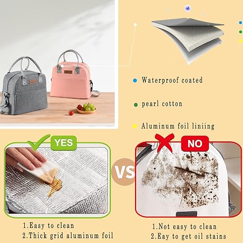 Miniatura 5 de Lonchera térmica para mujeres y hombres, bolsa de almuerzo grande reutilizable con cinturón de hombro ajustable, lonchera portátil para el trabajo,