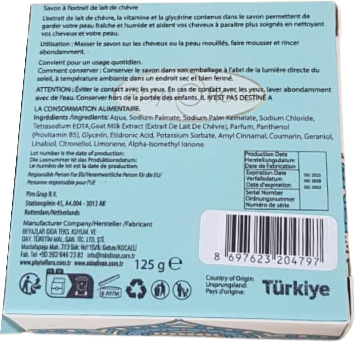 PhytoFlora Savon Lait de Chevre|125g|Traitement Anti-Acné, Eczéma et Points Noirs|Shampoing Solide|Gommage Visage|Savon le Naturel|Tous Peaux|ProvitamineB5