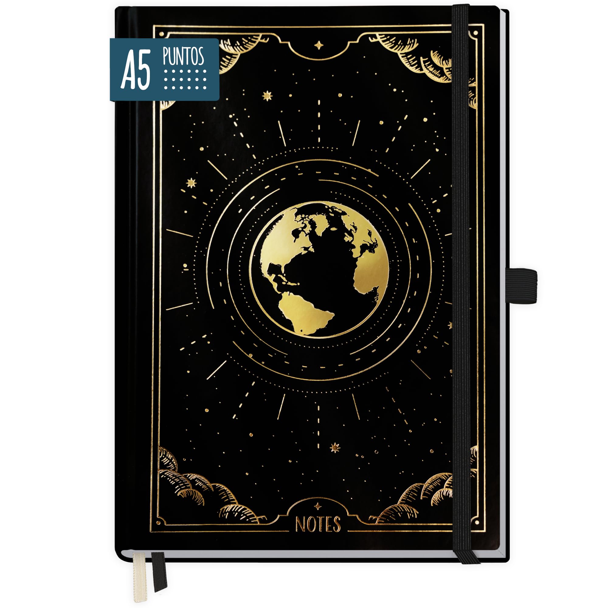 paper&you® Premium Bullet Journal dotted A5 [New Adventures] Cuaderno dotted | 190 páginas, papel grueso | agenda y diario de viaje con cuadrícula de puntos | sostenible y climáticamente neutro
