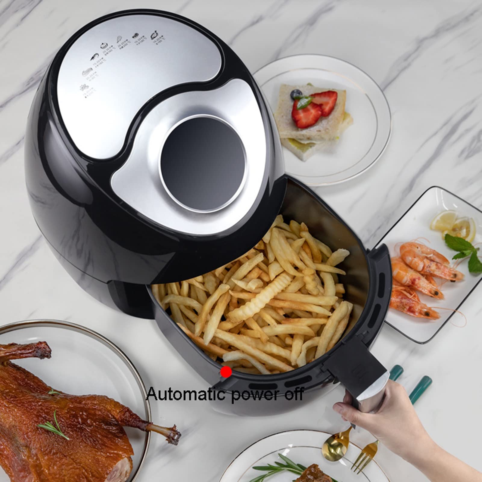 Forno digitale con friggitrice ad aria, con 7 ricette preimpostate, cottura a basso contenuto di grassi, touch screen, facile da pulire, 8 litri, Nero bisogno di speranza charitable