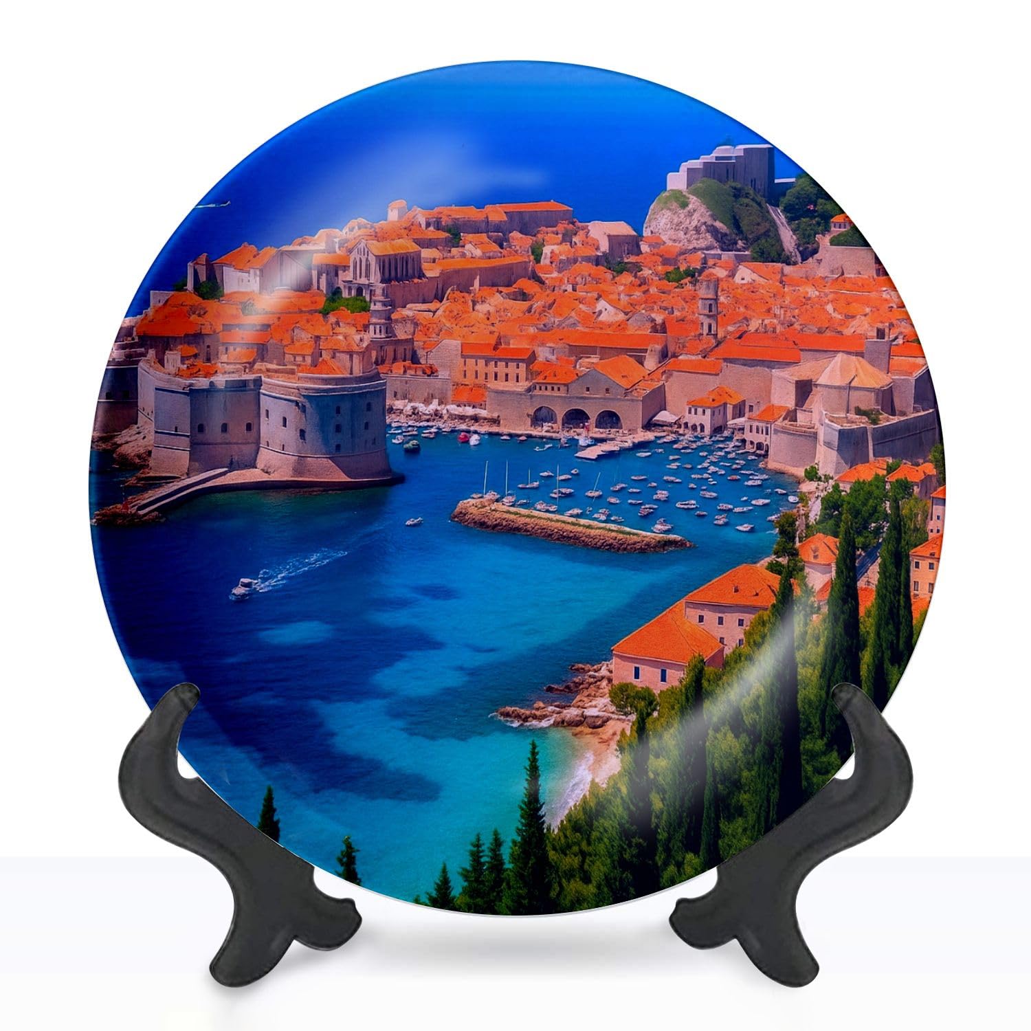 Decorative Plates for Display Dubrovnik Croatia Gift Plates Ceramic Collections Plates Hanging Artwork for Living Dining Room Kitchen Souvenir