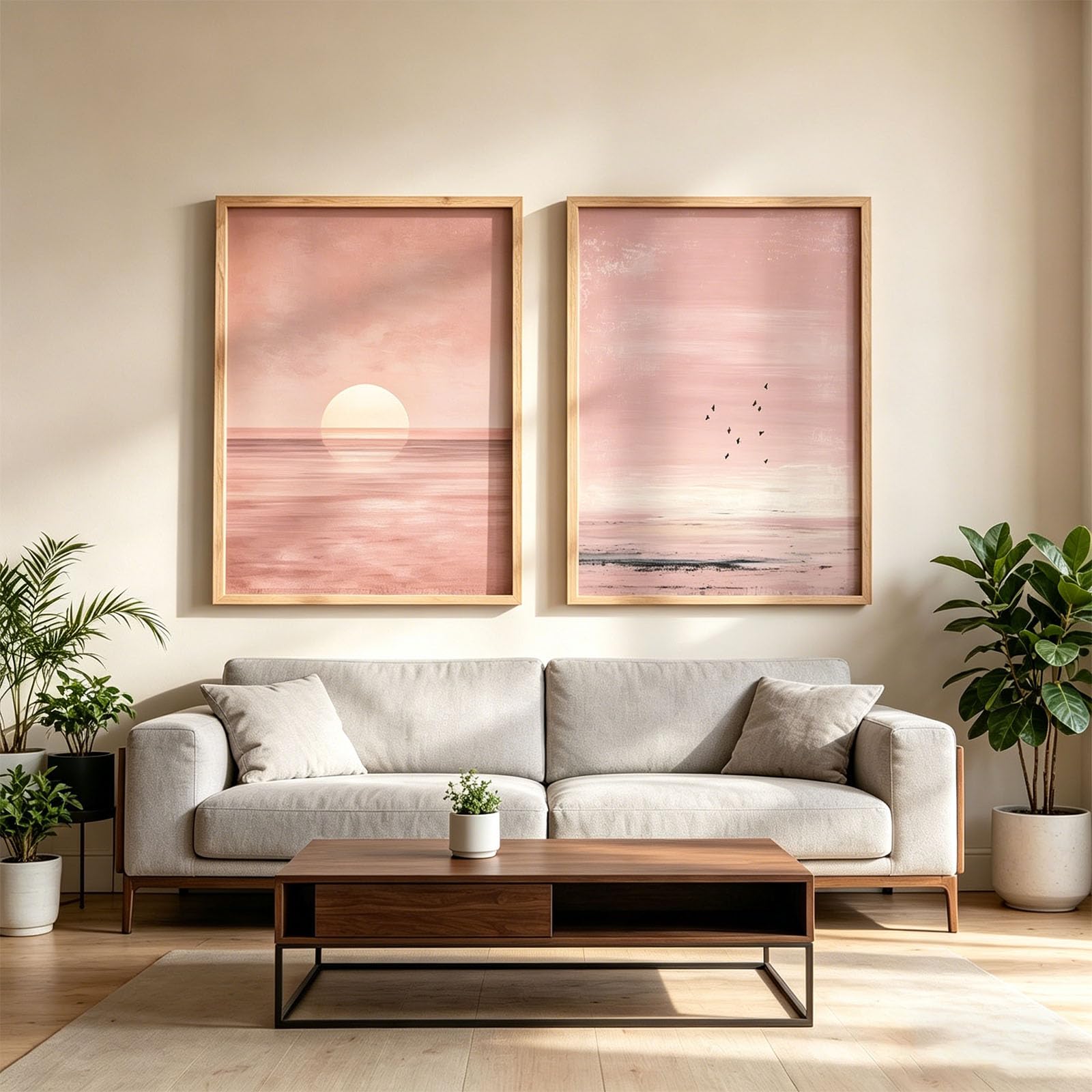 JORCEDI Set of 2 Posters, Viusneun Premium Poster Set, Modern Abstract Sun and Moon Wall Art, Boho Art Wall Decor for The Living Room and Bedroom, Unframed (D,30x40cm)