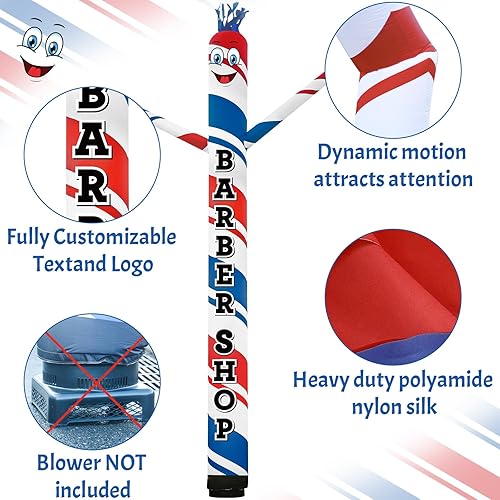Miniatura 6 de Wenqik Barbería - Tubo inflable para hombre de 20 pies de alto, brazo agitador, tubo gigante alimentado por aire, tipo títere de baile loco para
