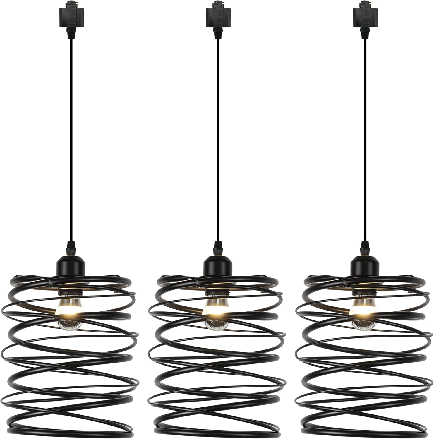 Kiven Anti Glare H-Type Track Lighting Pendants with Iron Lampshade, 3-Light h Track Pendant Lights, Industrial H Track Light Pedant for Kitchen Restaurant Hallway