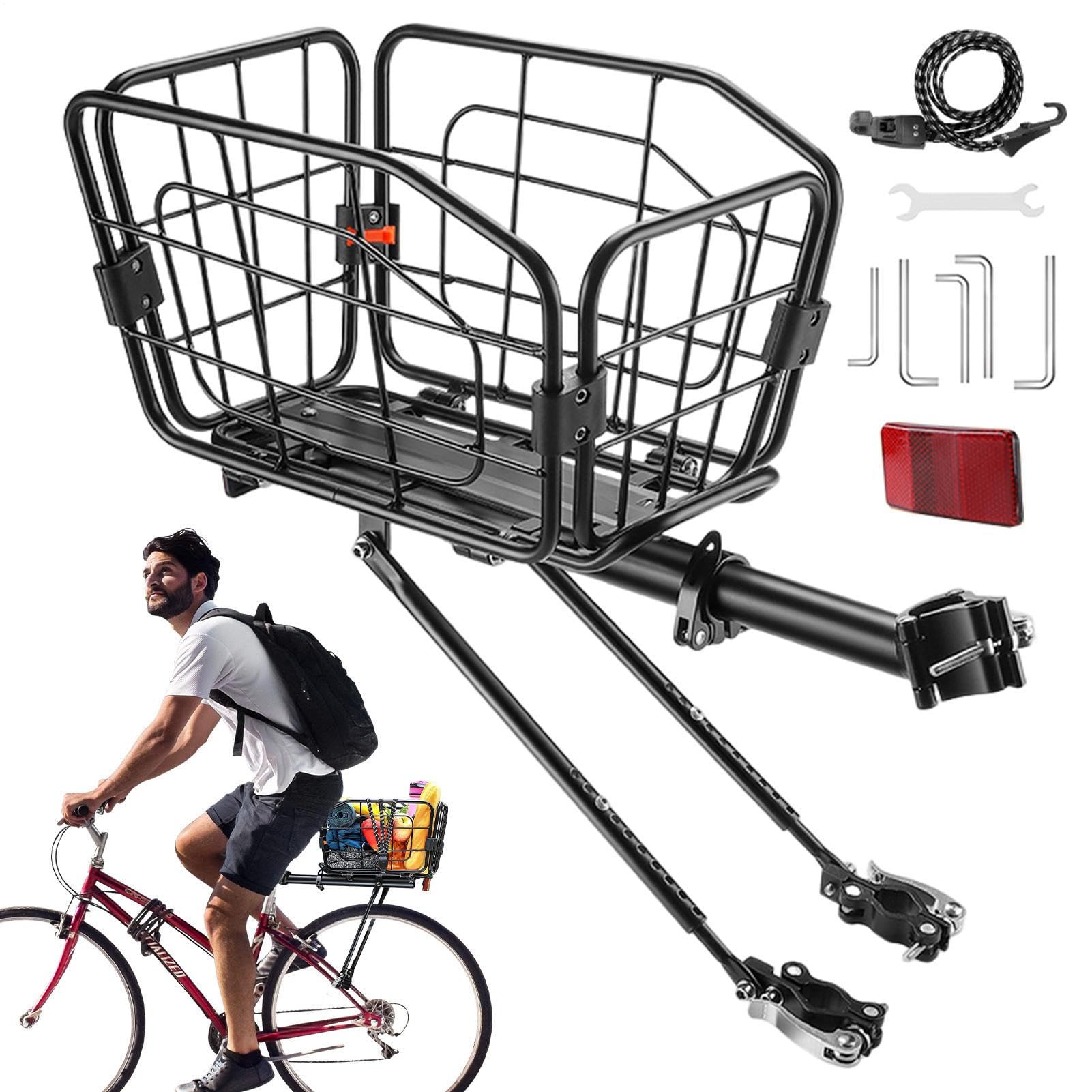 Cestino posteriore per bicicletta – lega di alluminio 20 litri | portapacchi per bicicletta in tubo d'acciaio | per viaggi in città, gite turistiche, pendolari, palestra, viaggi commerciali,