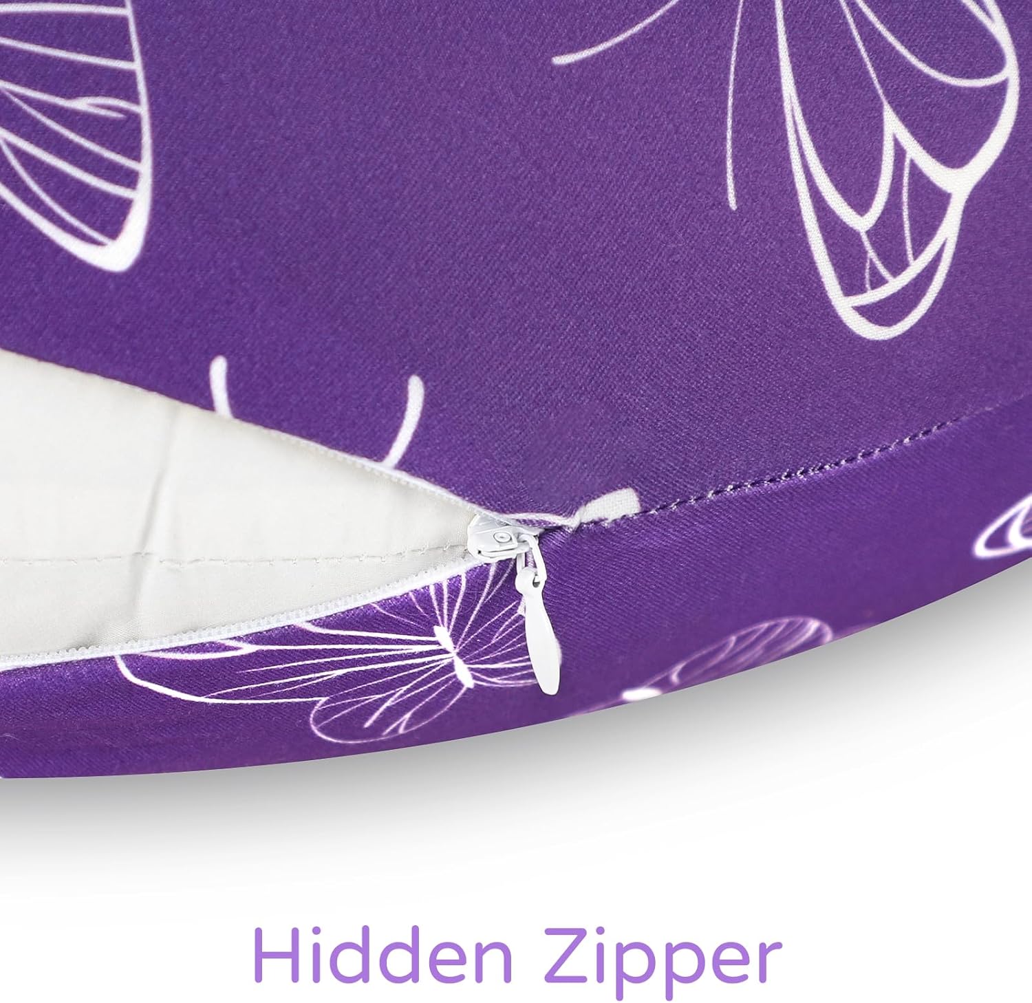 Nursing Pillow Cover, Breastfeeding Pillow Cover for Baby Girls Boys, Soft Stretchy Nursing Pillowcase for Infant Newborn, Removable Slipcover for Nursing Pillows, Purple Butterfly(Only Cover) - Image 5
