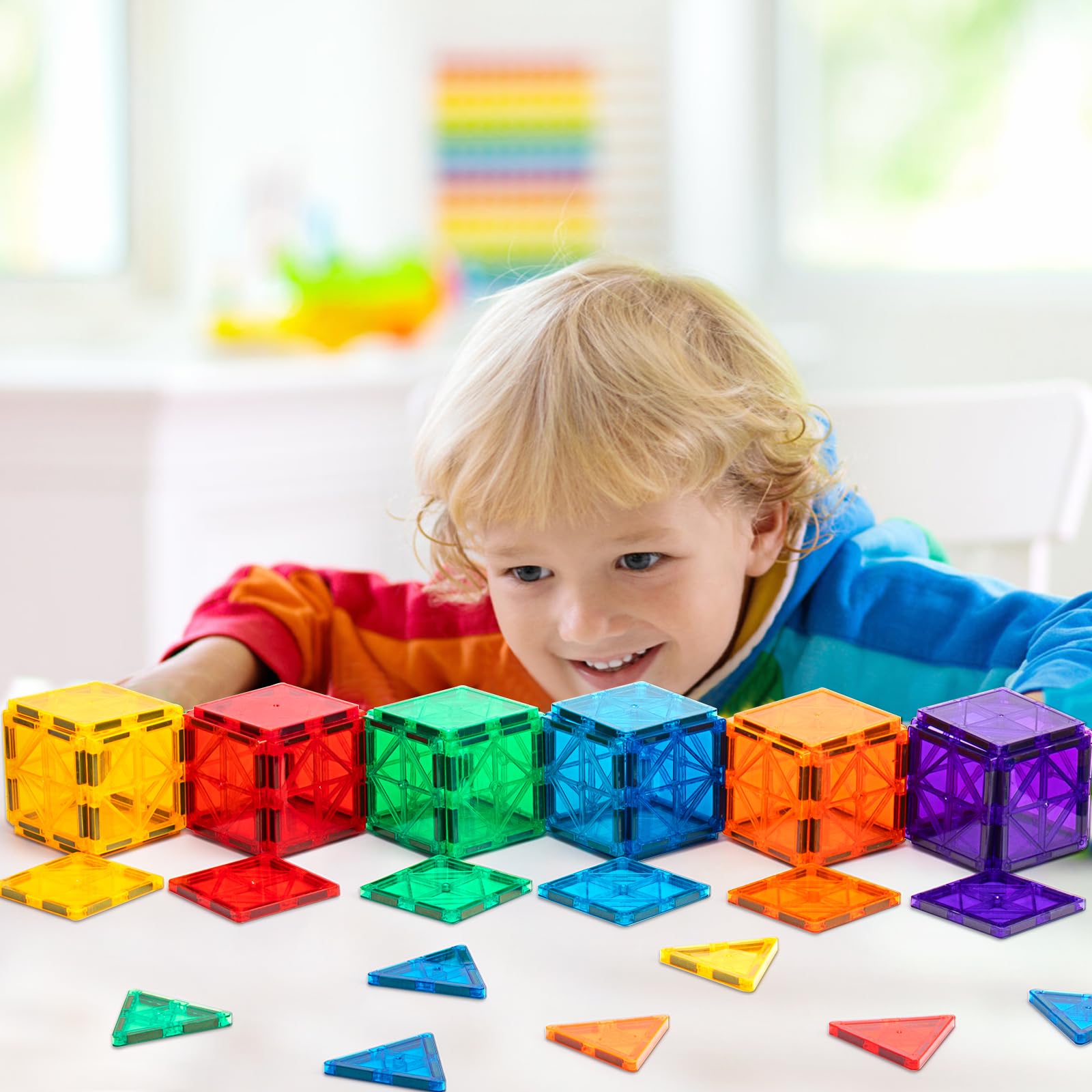 Amazon.co.jp: Gemmicc 34PCS マグネットタイル 積み木ブロック 子供用