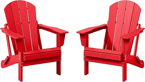 WestinTrends Malibu - Juego de 2 sillas Adirondack plegables de polietileno para exteriores, color rojo disponible en Yaxa Mexico
