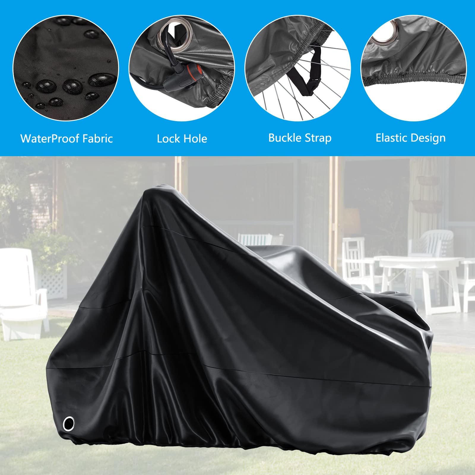 MOPHOTO Funda de bicicleta para adultos para almacenamiento de bicicletas al aire libre, cubierta impermeable resistente para triciclo