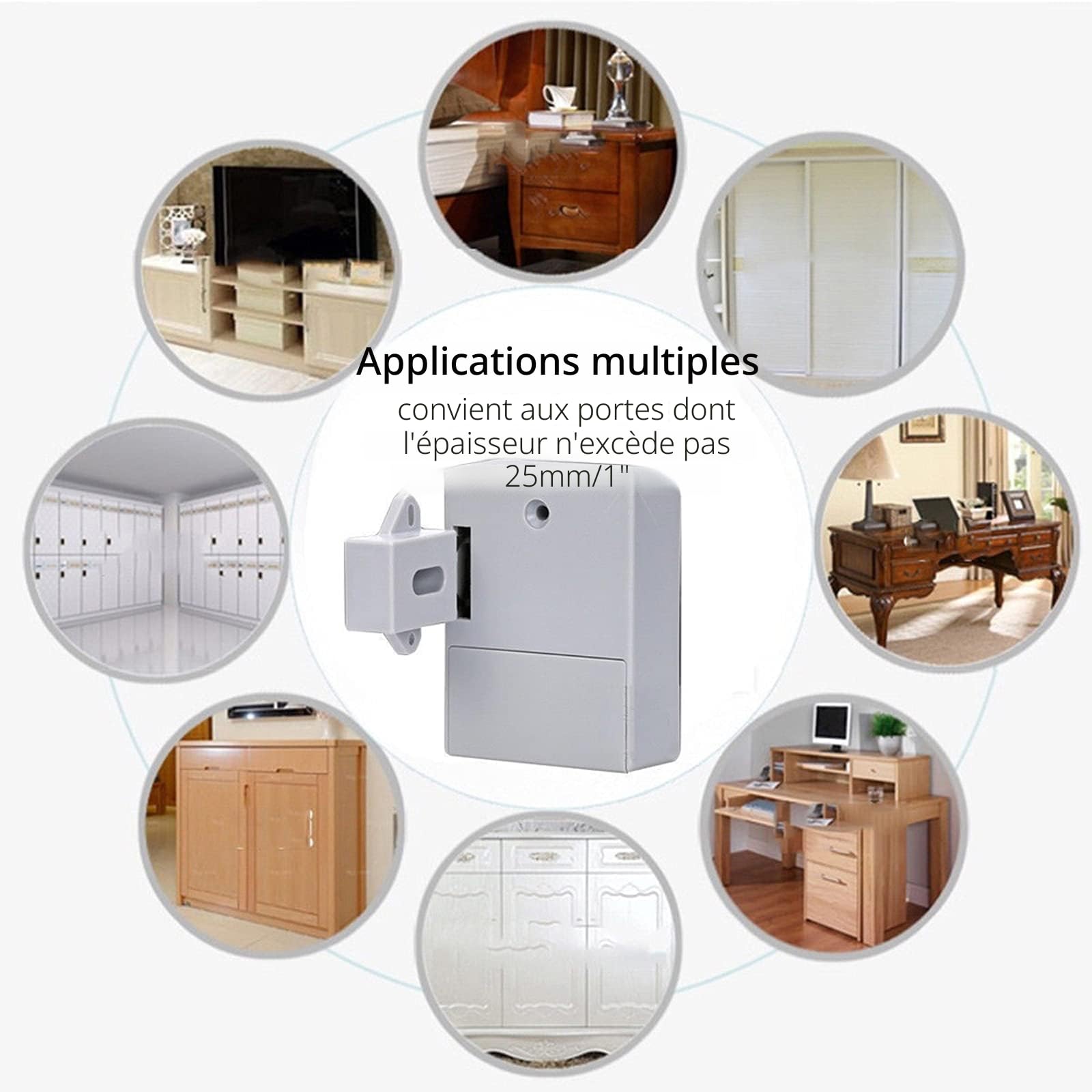 Serrure de porte à piles avec carte à puce IC, capteur pour placard et tiroir, SmartLock intelligent invisible et numérique DIY sans trou perforé