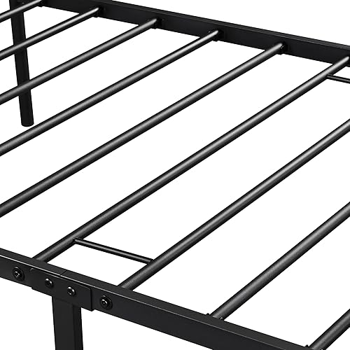 Miniatura 7 de Topeakmart Base de cama de metal negro con cabecero, base de colchón, cama de plataforma, base de cama con listones, tamaño individual