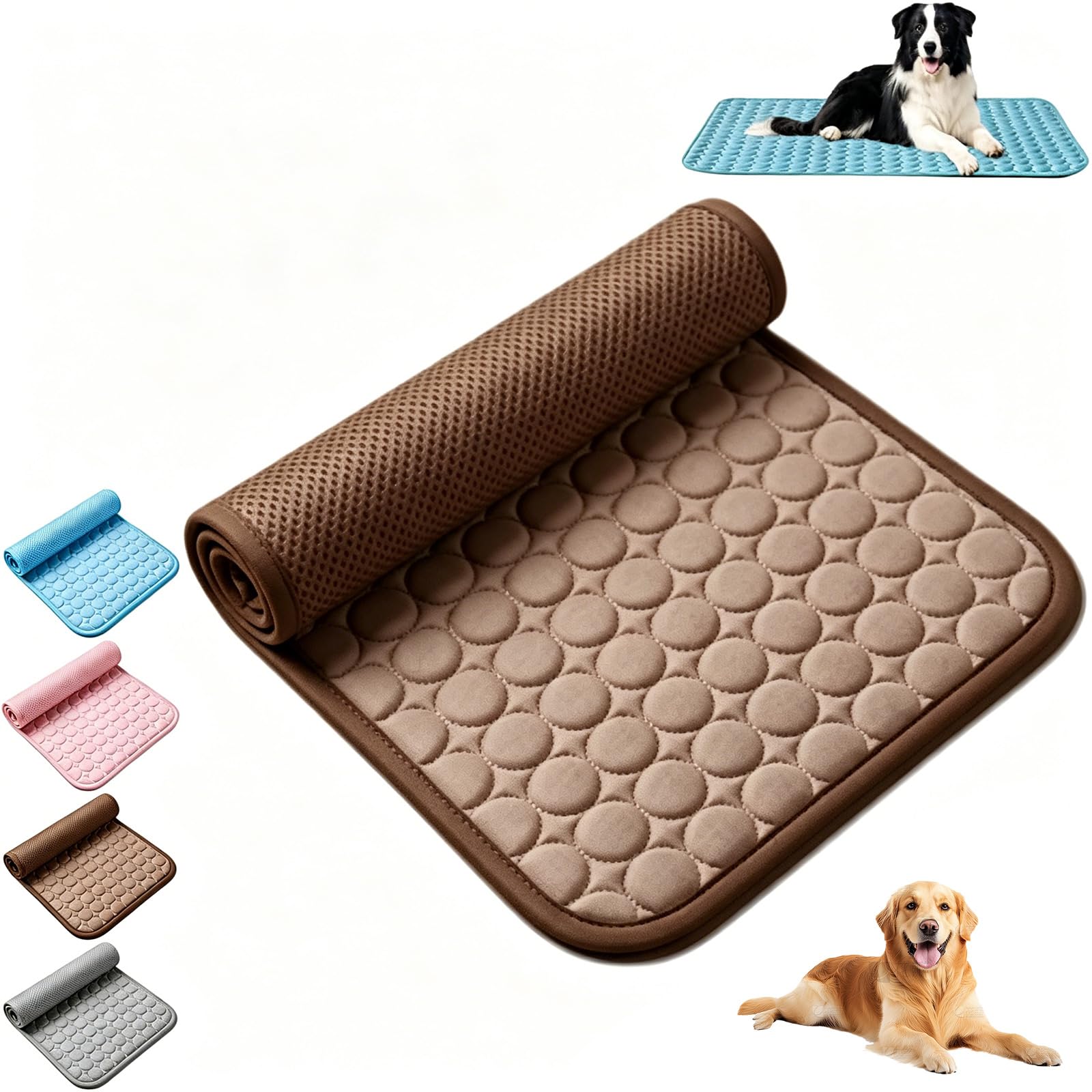 Dog Cooling Mat, Arc-Chill Self Cooling Pet Mat Q-Max>0.4, Washable Ice Silk Cooling Pad for Dogs & Cats, Foldable Breathable Summer Cooling Bed for Indoor Outdoor Crate Sofa Car Seat (Brown, XL) — image 1