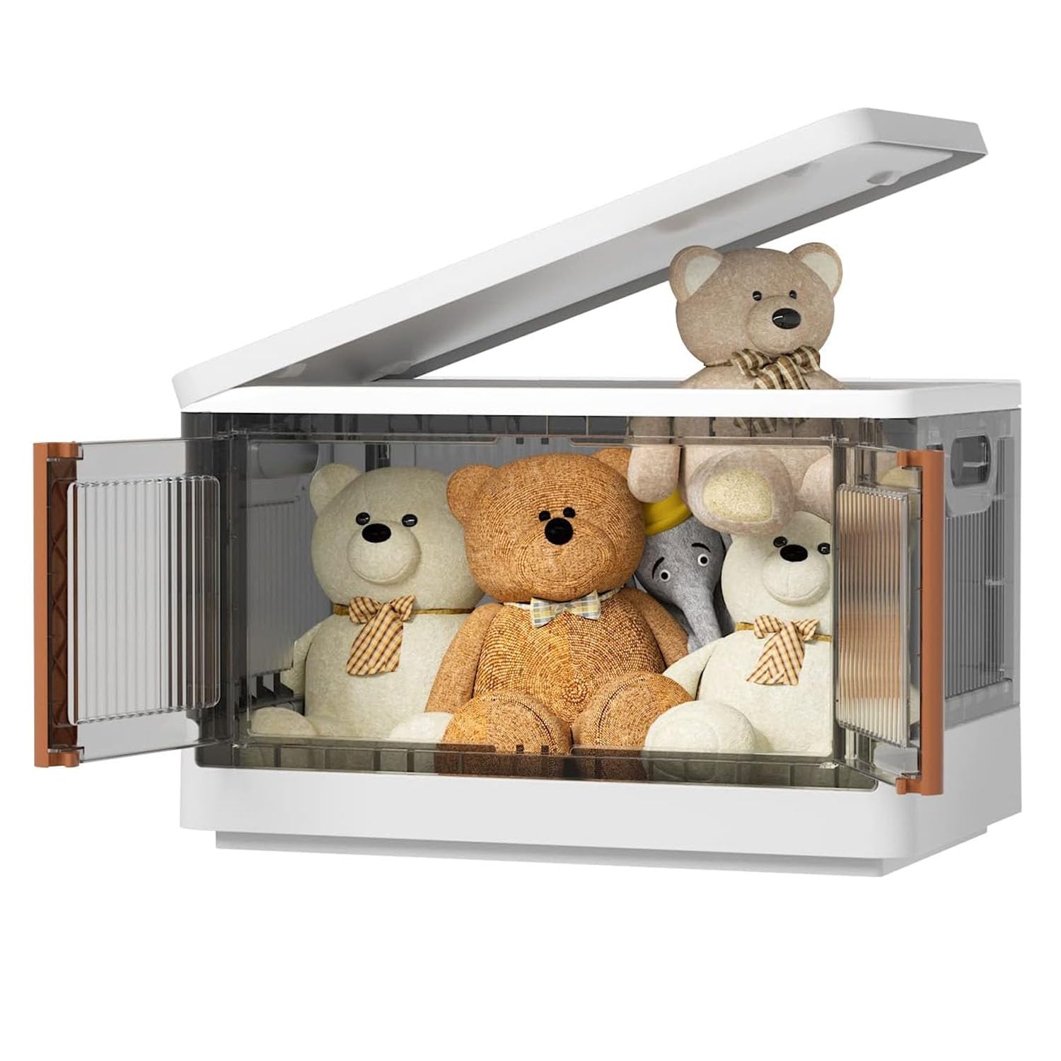 Taylor & Brown Brown Taylor & Collapsible Storage Box With Lids, 32L Stackable Toy Storage, Really Useful Box, Foldable Plastic Storage Container With Door (1 Pack)