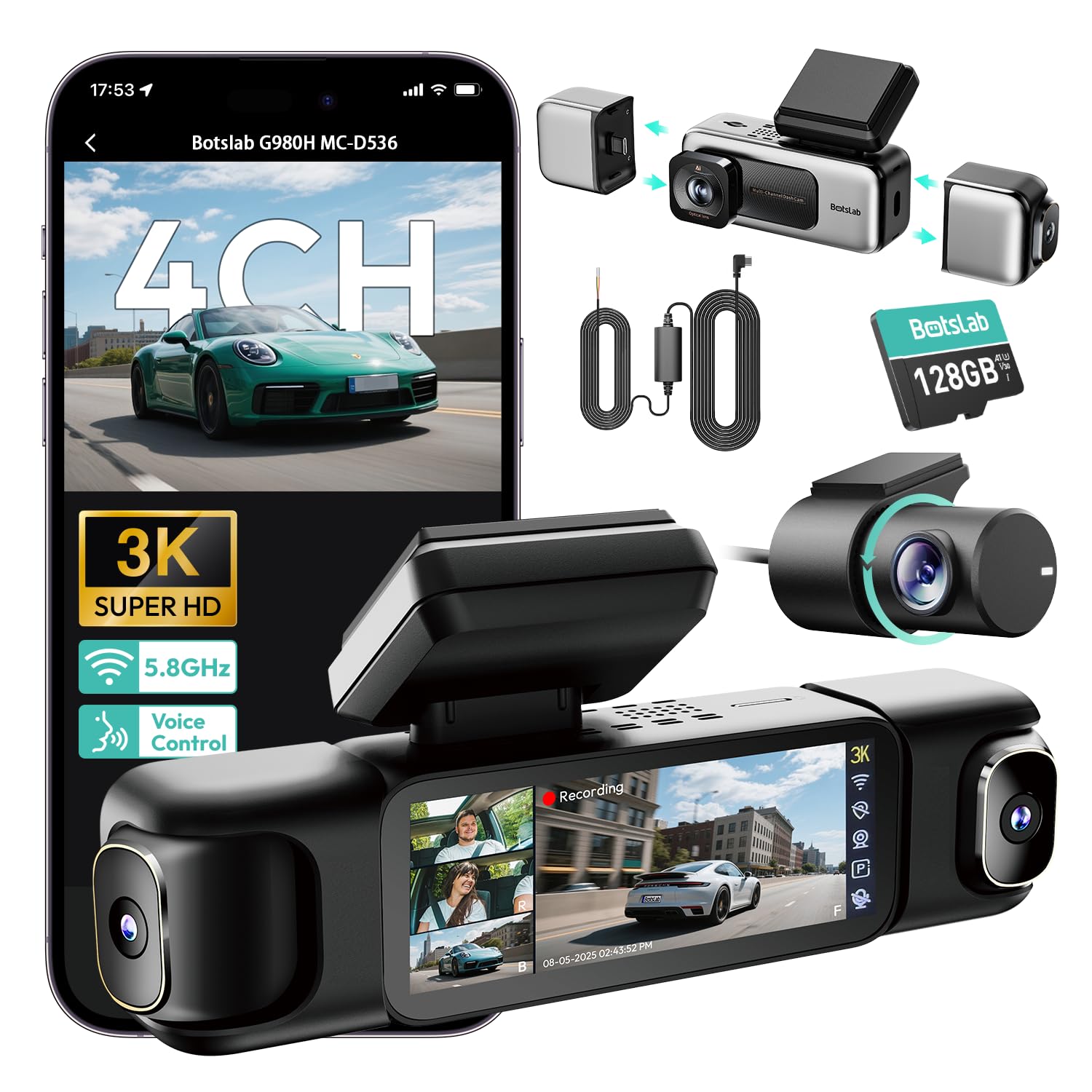 BOTSLAB G980H 4 Channel Dash Cam