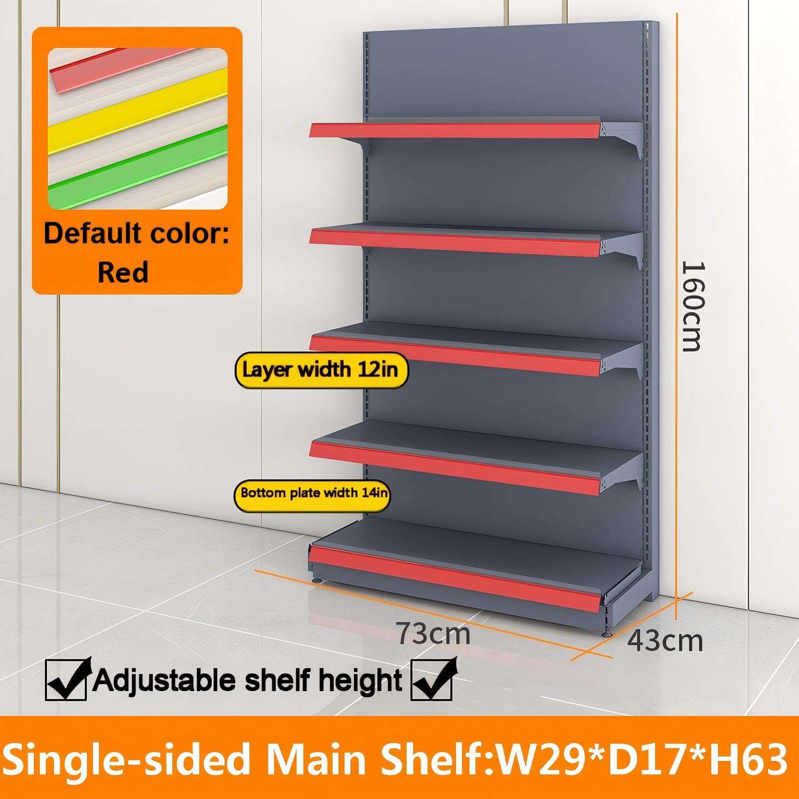 Verstellbares, doppelseitiges Verkaufsregal – anpassbare Höhe, 2 Farben (schwarz und weiß) – ideal für Ladenartikel – Maße: B 29 x T 17 x H 63 cm