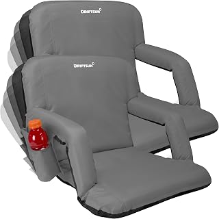 Driftsun 2 Pack Standard Size Stadium Seats with Back Support - Deluxe Foldable Stadium Chairs for Bleachers - Folding Waterproof Sport Chair - Easy to Transport