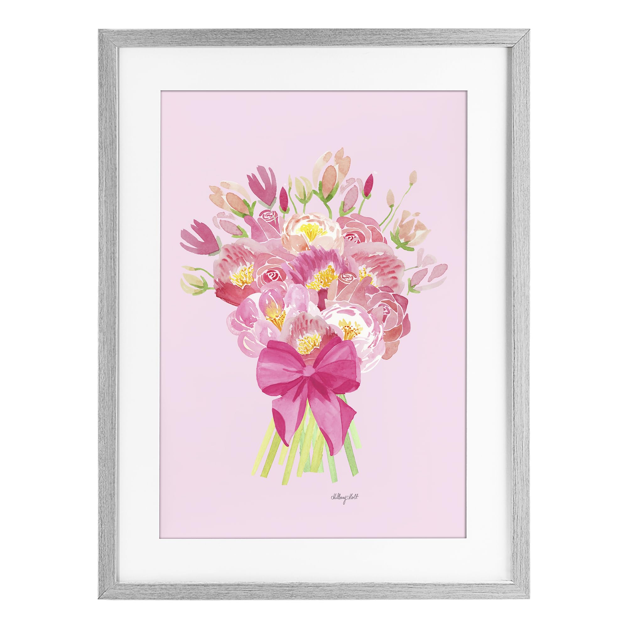Stupell Industries Farmhouse Gray (Textured) Romantic Blushing Peonies Floral, 14 X 20 Inch Framed Print Under Glass